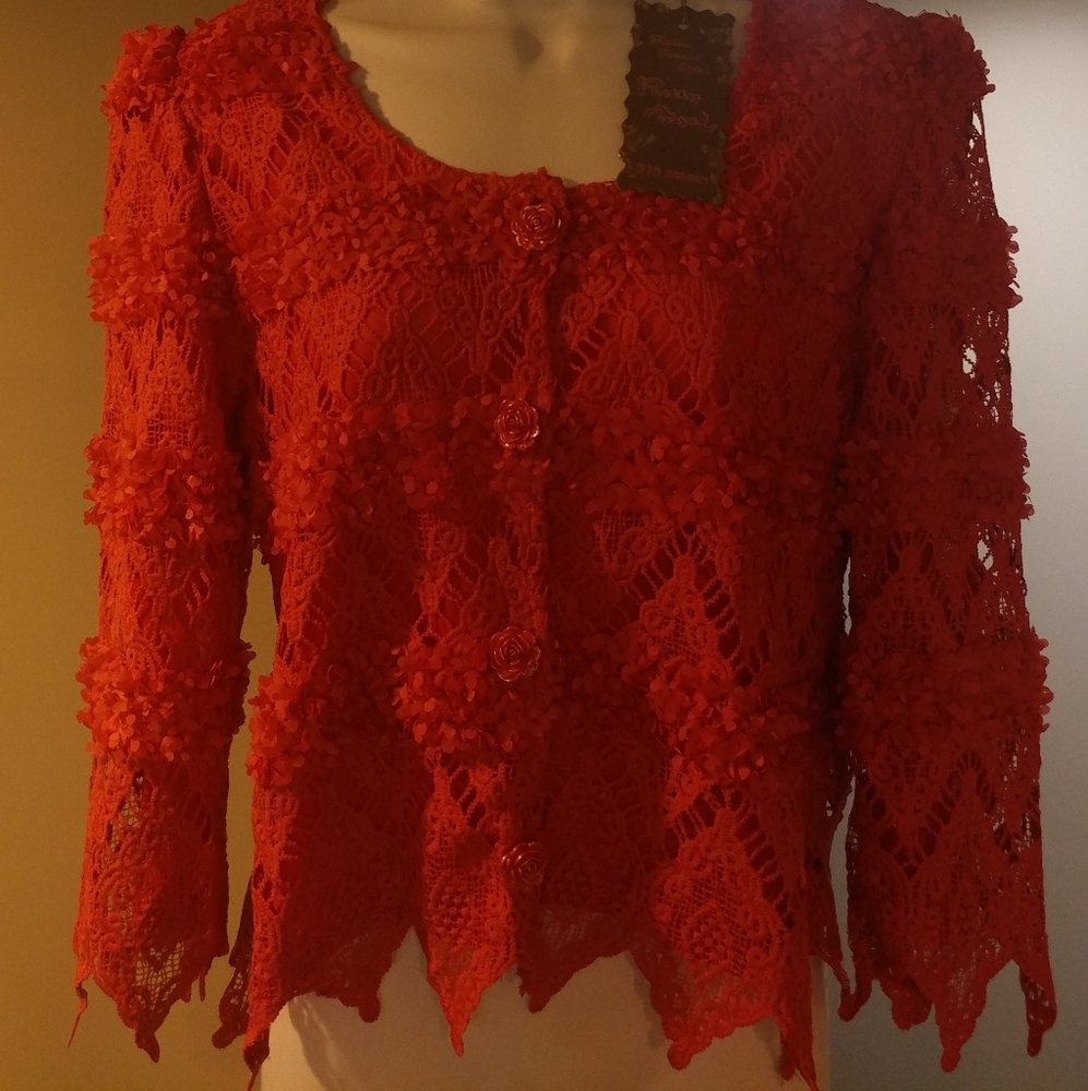 Pretty Angel Couture Feel Linen Blend Fruit Punch Cardigan in Size Small